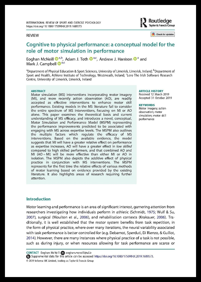 Publication: Cognitive to physical performance: a conceptual model for ...