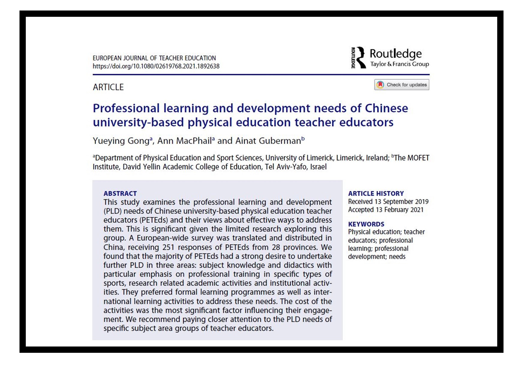 Publication: Professional learning and development needs of Chinese ...